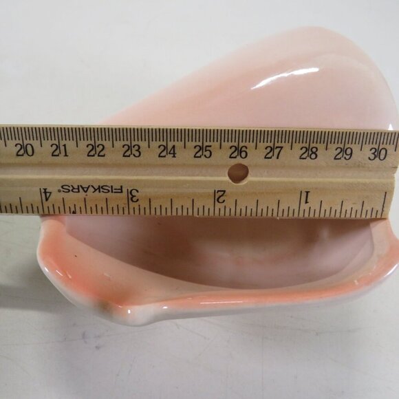 Ceramic Sea Shell Dish - Planter Peachy Pink Conch Shell - Picture 6 of 9